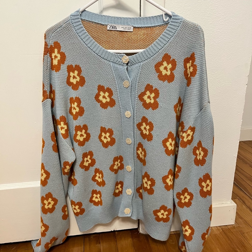 ZARA retro floral cardigan